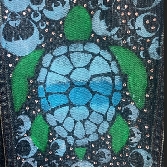 Hand embellished jean jacket - Picture 4 of 6